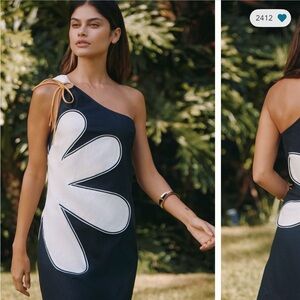 FARM Rio Black and White Asymmetrical Dress